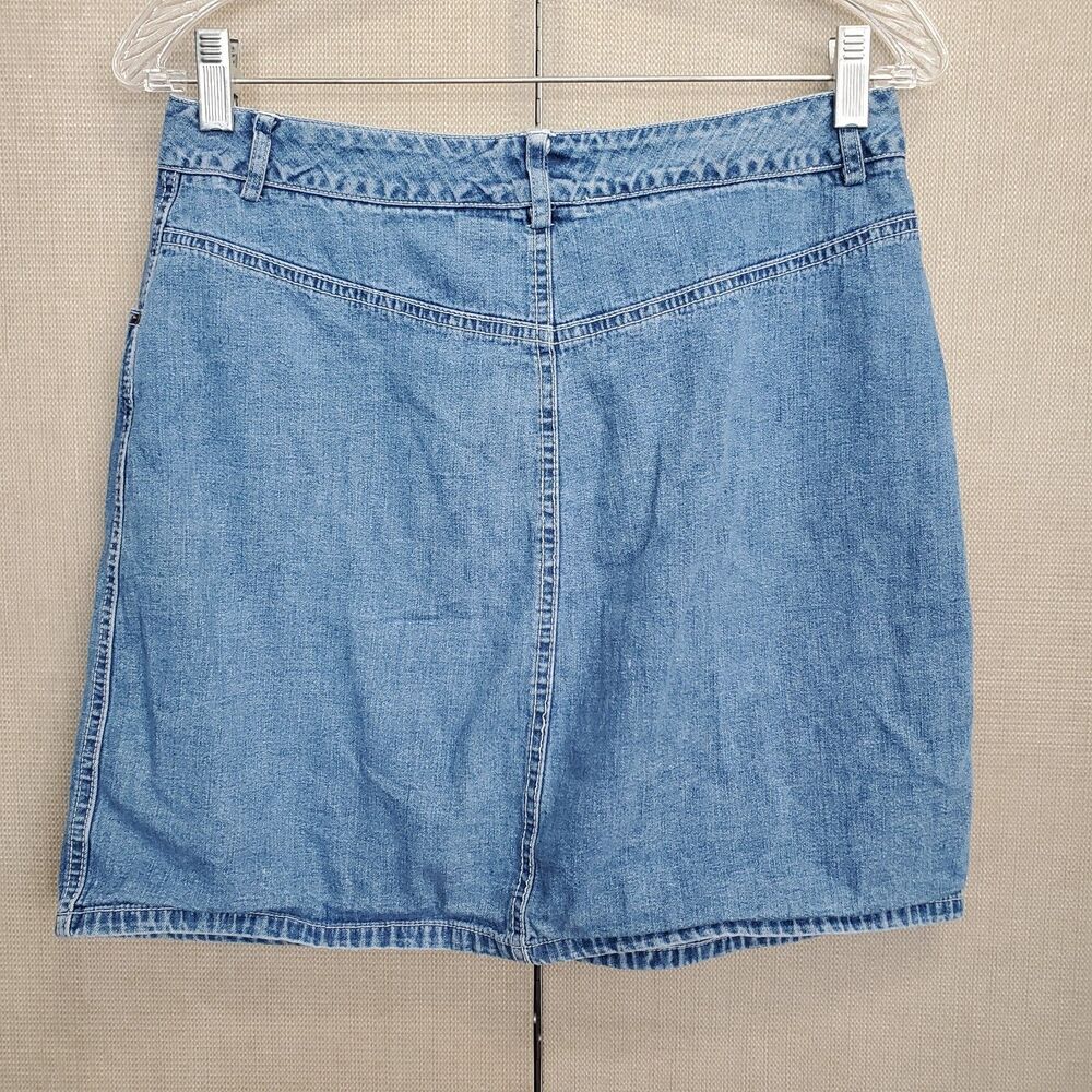 Gap Vintage Cotton Denim Snap-Front Mini-Skirt with Pockets Size 8 90s Y2K - Picture 2 of 6